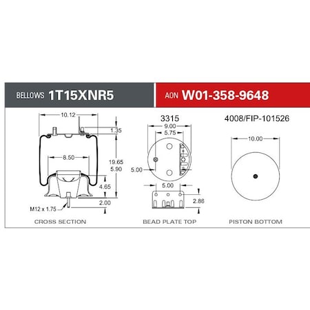 Firestone Air Spring, Suspension, 1T-Reversible Sleeve, W013589648 W013589648
